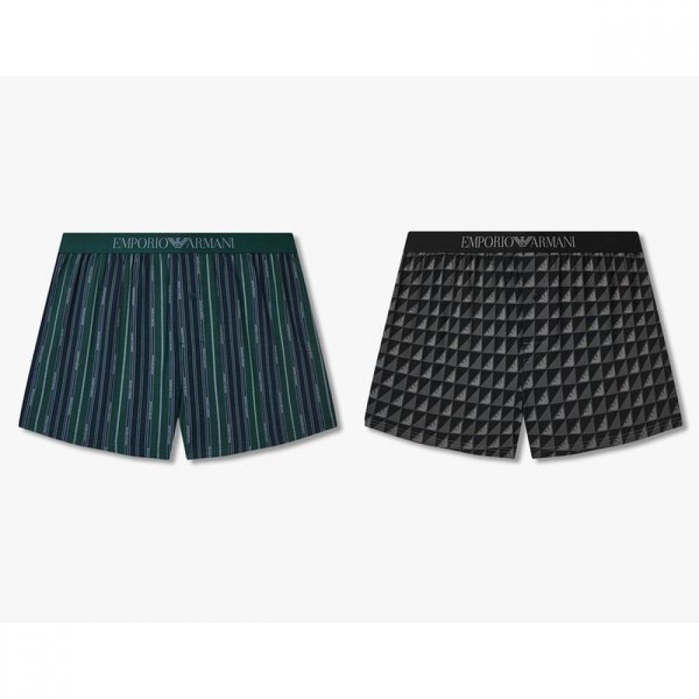 Emporio Armani Мужской хлопковый набор из 2 боксеров с логотипом 0815312092 0815312096 S(95)
