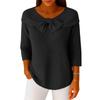 Damen Modischer Strickpullover mit lockerer Passform und Schleifendetail, einfarbiger Freizeitpullover