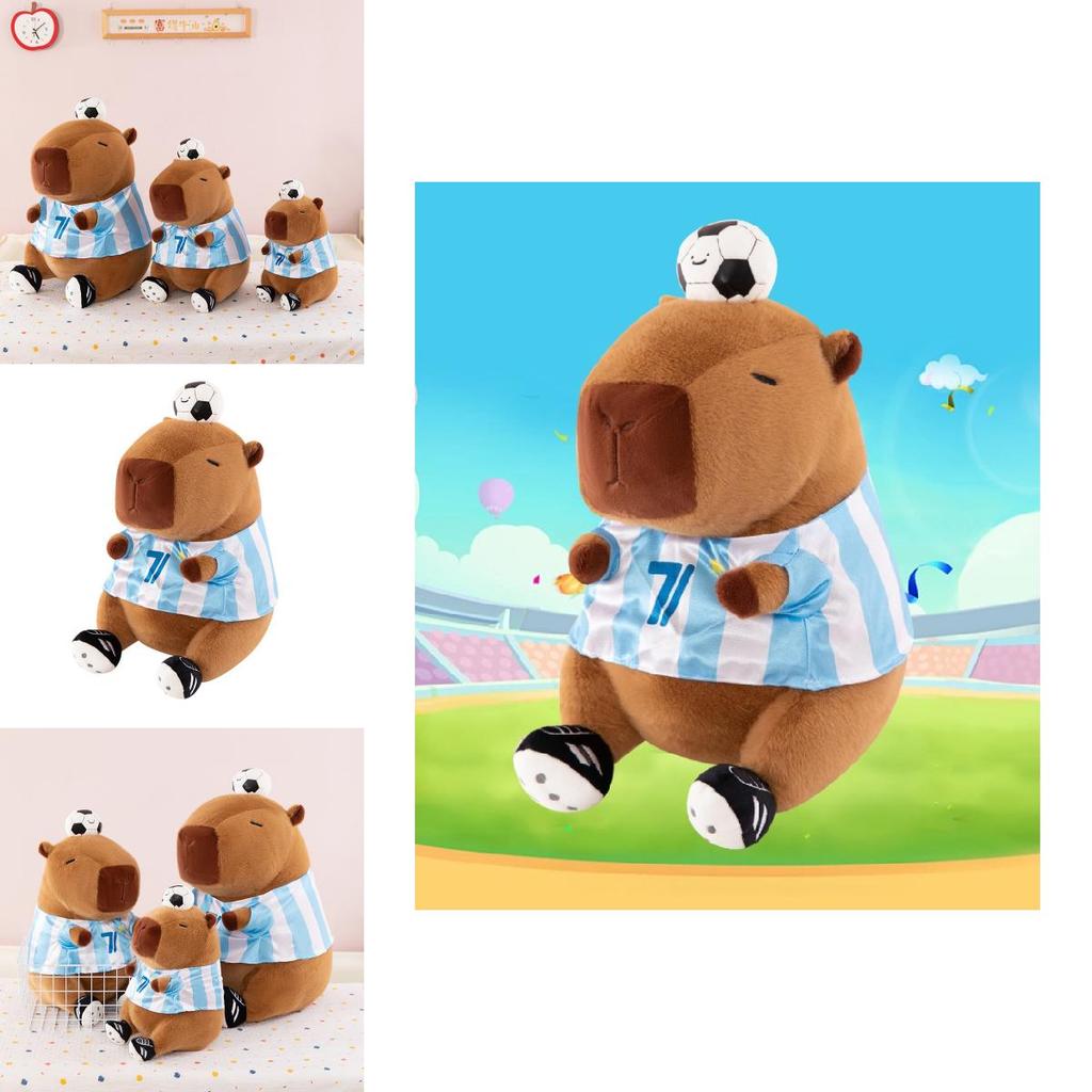 Capybara Plush Toy With Football Design For Kids Gift And Sports Events