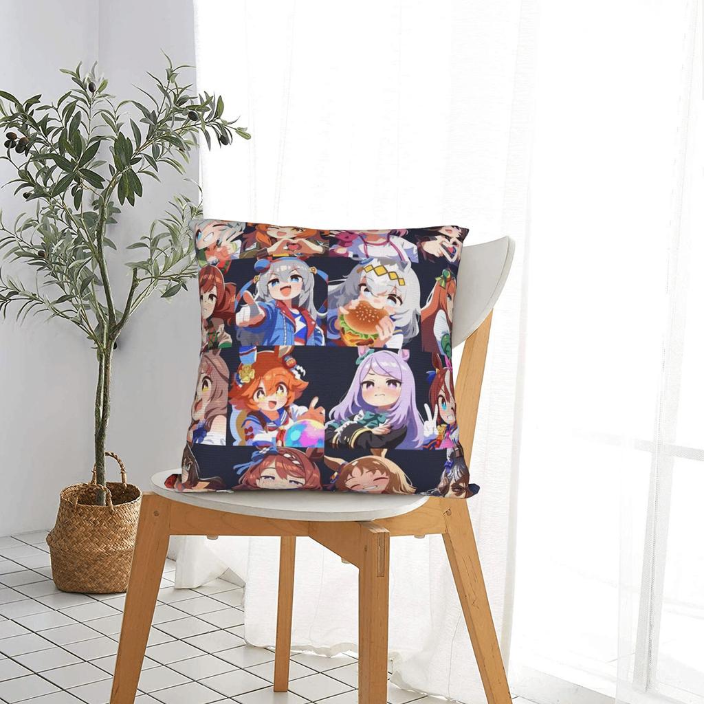 Haru Urara Pillow Case Umamusume Comfy Pillow Cover Novelty Cushion Cover For Living Room Bed Chair