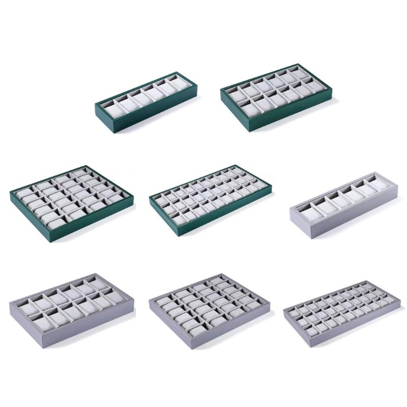 6/12/24/30-Schlitz Uhrenablage Schmuck-Präsentationsablage mit Gitterkissen Samt-Armband-Präsentationsvitrine Uhrenablage Organizer