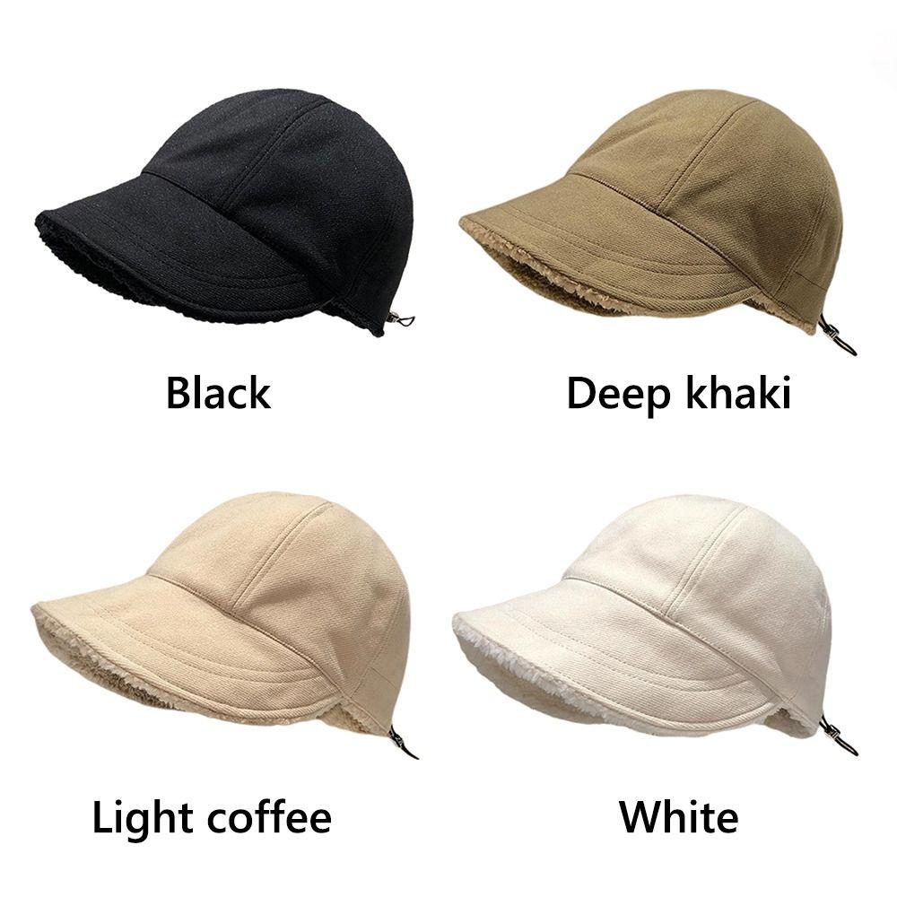 NEW Girls Baseball Cap Solid Color Keep Warm Lamb Wool Hats Windproof Thickened Lady Visors Cap Autumn Winter