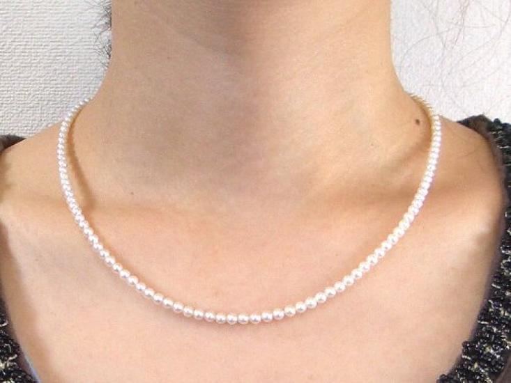 Prefecture Pearl Processing and Sales Akoya Baby Pearl Necklace [Mie Cooperative] Approx. 3.0-3.5mm y-n-280