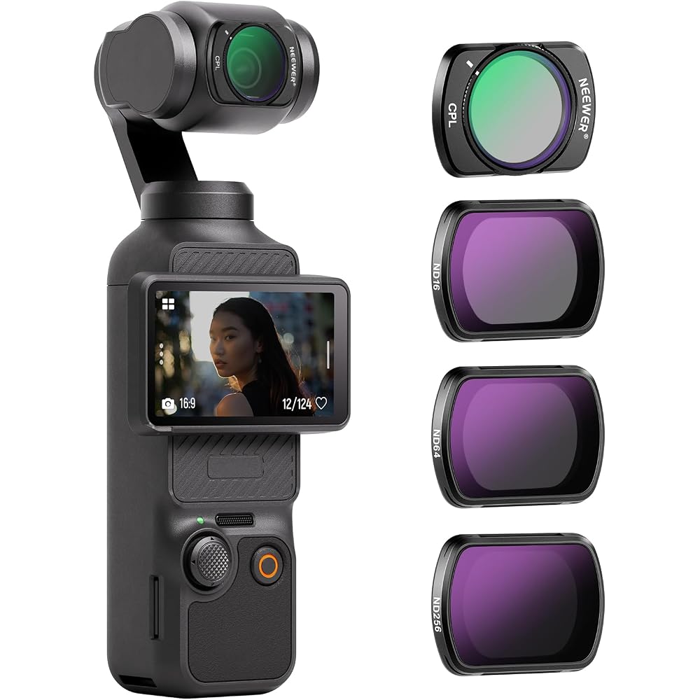 NEEWER HD CPL ND16 ND64 ND256 Filter Kit for Osmo Pocket 3/Pocket 4/Xtra Muse - Magnetic, Neutral Density, Circular Polarization, Gimbal Action Camera