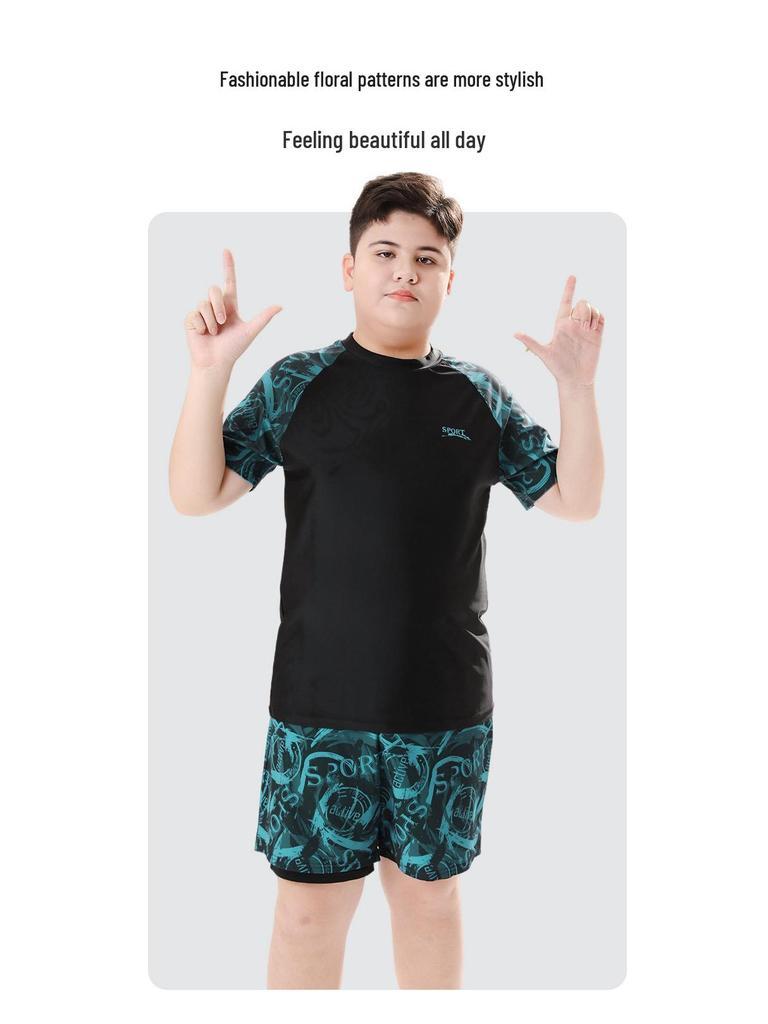 Boys' 2025 Split Swimsuit: Double Layer Swim Trunks for Young and Older Boys