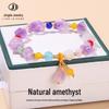 Jinde Natural Amethyst Raw Stone Bracelet with Irregular Crystal Cluster Design