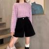 Elastic Women Corduroy Shorts Stripe Loose Streetwear Simple Wide Leg Short Pants  Daily