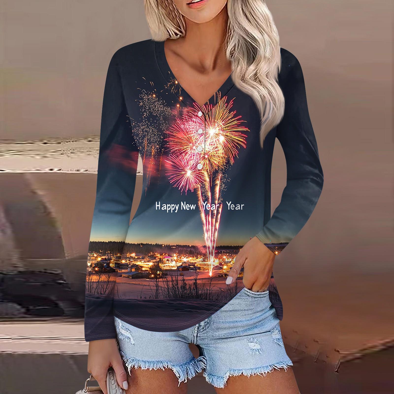 Женская повседневная мода сексуальный комфорт рождественский принт V-образный вырез — фото 3