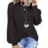 Spring Autumn Round Neck Long Sleeve Lace Splicing Loose Top for Women T-Shirts Women’s