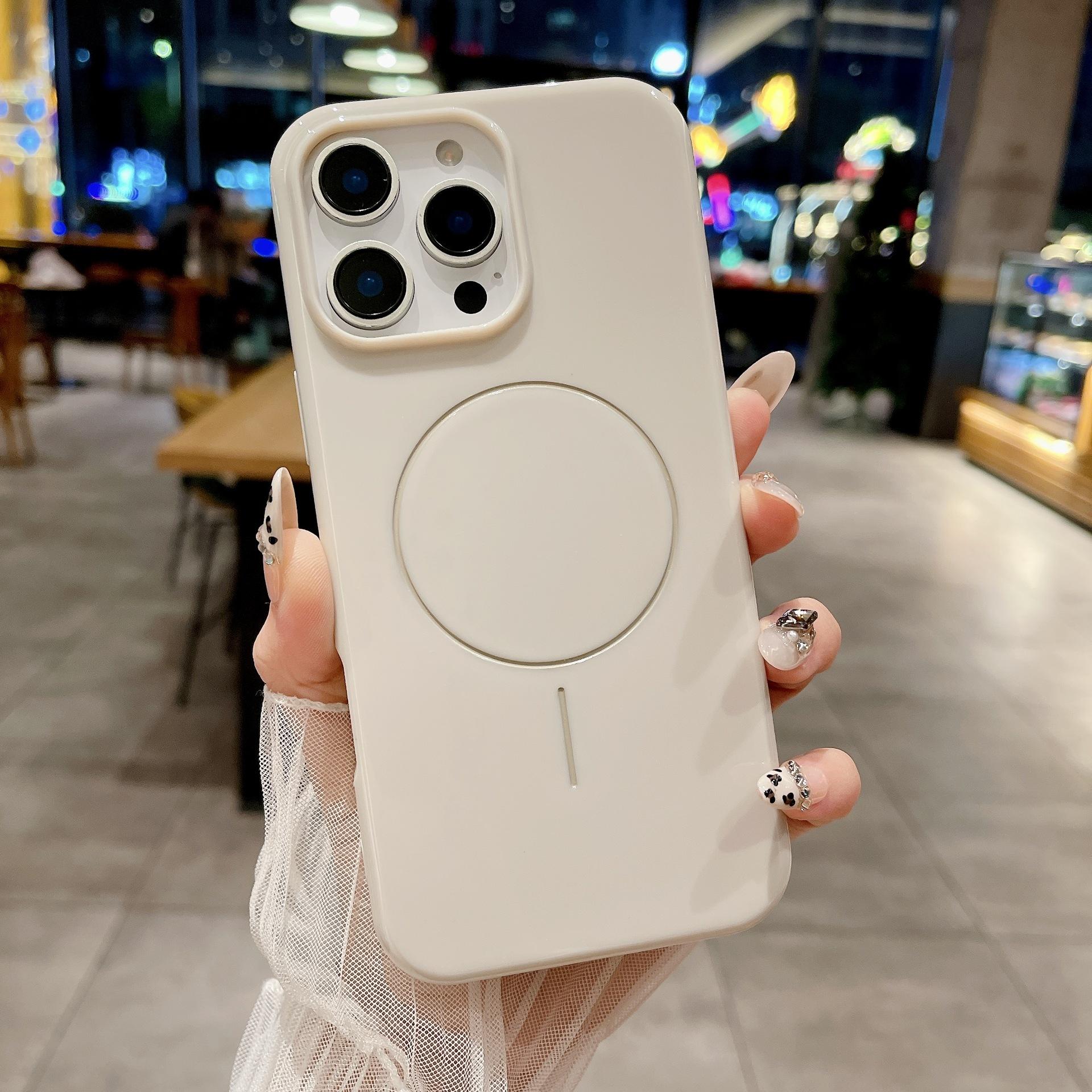 

16 Жидкий силикон Глянцевый Магнитопоглощающий Чехол для мобильного телефона Подходит для IPhone 14 Promax Защитный чехол Apple 15 iPhone7