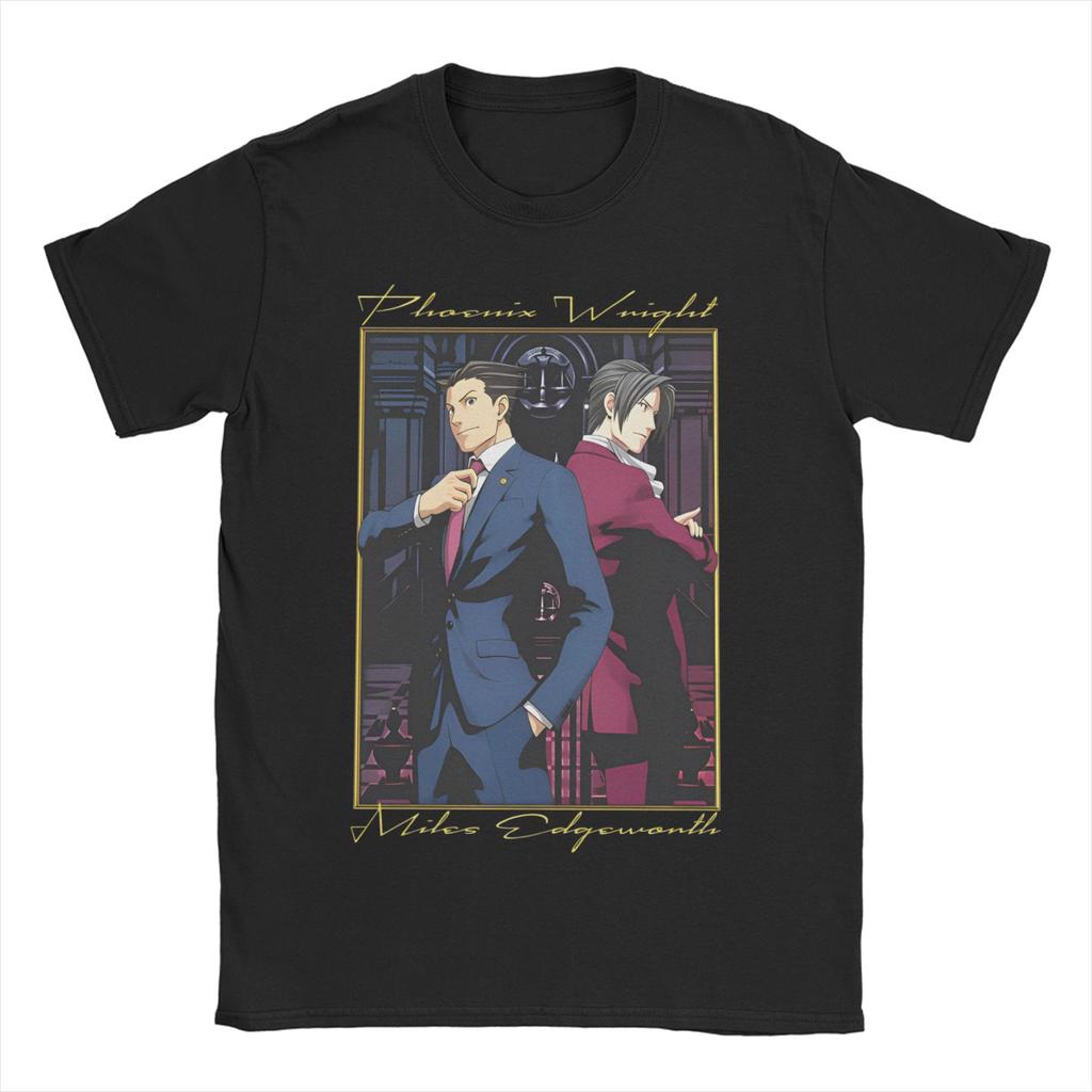 Ace Attorney Videospiel Phoenix Wright T-Shirts für Männer Frauen Vintage Reines Baumwoll-T-Shirt O-Ausschnitt Kurzarm T-Shirts Tops