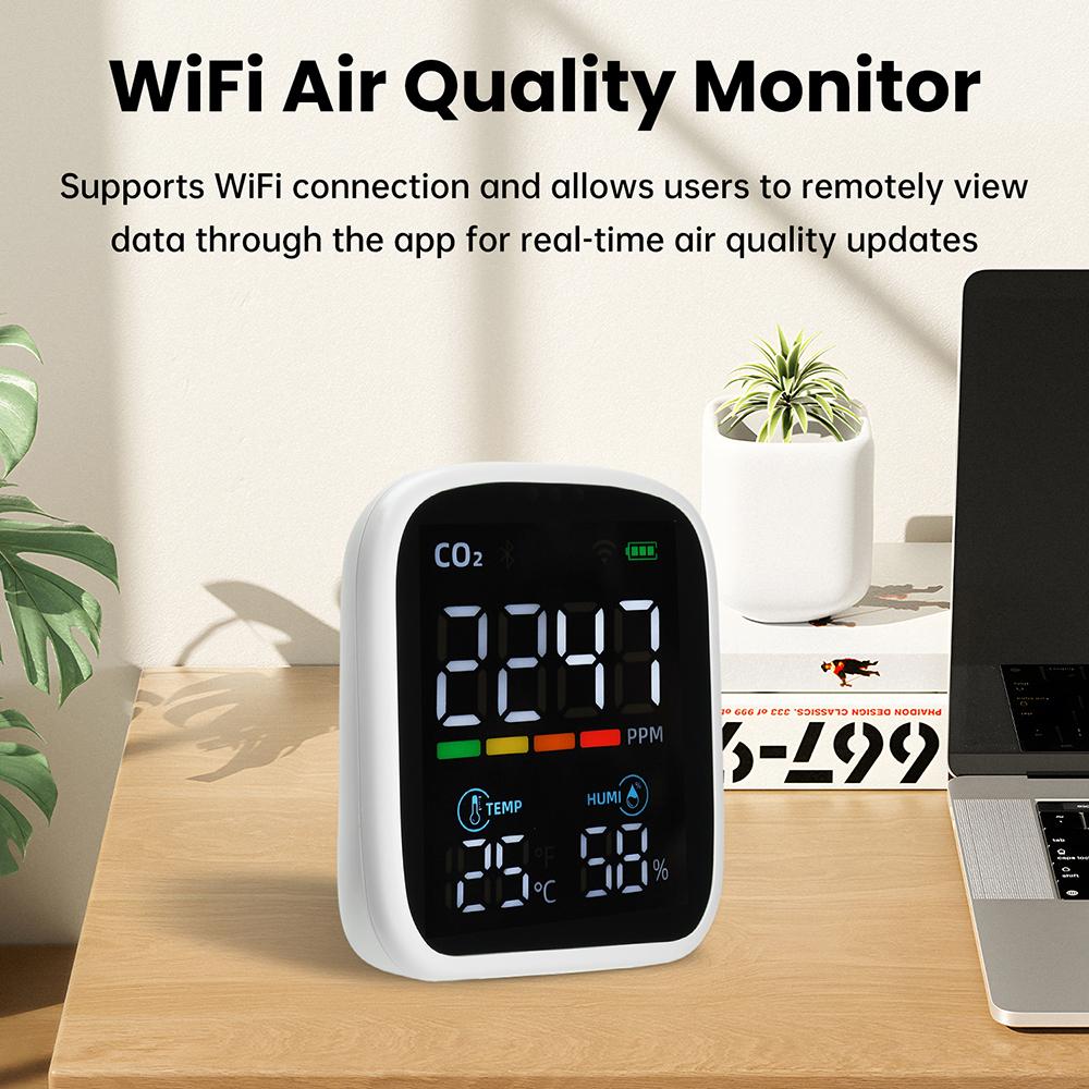 PV28-AW Drei-in-Eins WiFi Luftqualitätsmonitor mit CO₂-Detektor und Temperatur-/Feuchtigkeitsmessung, unterstützt App-Steuerung