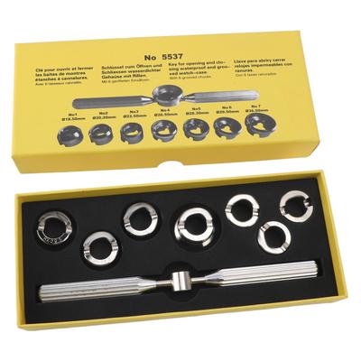 5537 Kit Apri e Chiudi Fondello Orologio Portatile Lega 1pz Chiave Inglese 7pz Mandrini Scanalati per Orologio