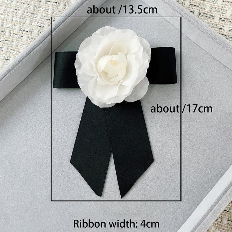 

’ 1Pc Retro Camellia Bow Collar Pin Elegant Black Bowknot Brooch Mourning Brooch Women Shirt Suit Necktie Jewelry Accessories