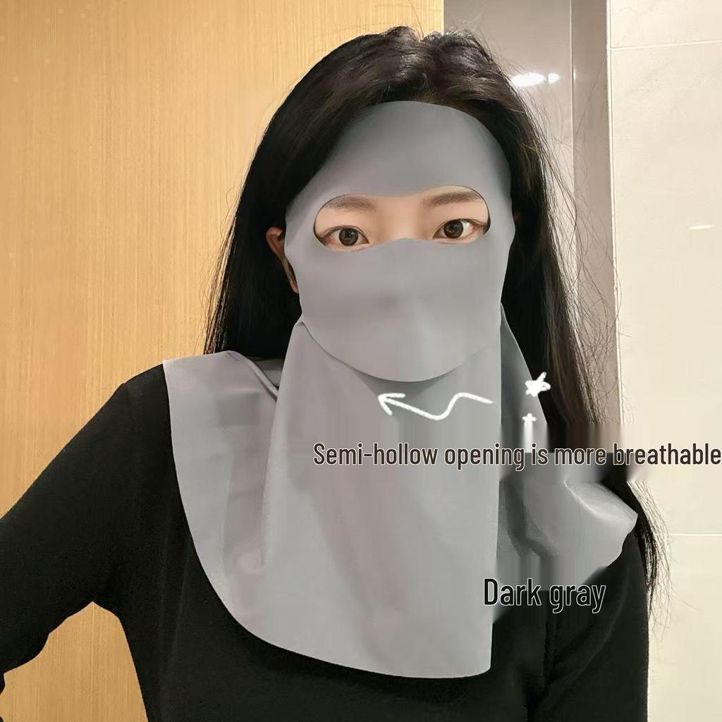 Ice Silk UV Protection Face & Neck Mask - Breathable, Washable, Seamless Sunshade for Outdoor Activities