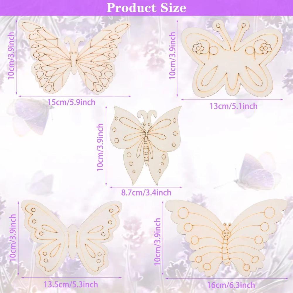 

25pcs Unfinished Wooden Butterflies | Kids Art Supplies for Painting | Montessori Craft Kit Home Decor