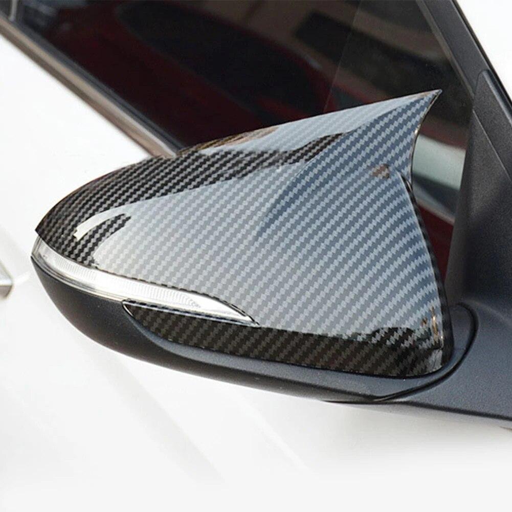 2X Carbon Fiber Car Rearview Mirror Cover Side Door Mirror Shell Decoration Trim for Hyundai Elantra AD 2016 2017 2018