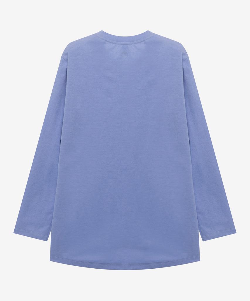 BASIC HOUSE Women'S Cool Sorona Semi-Overfit Round Neck Long Sleeve T-Shirt Blue Lzts3201