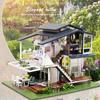 DIY Dollhouse Furniture Kits Wooden Modern Villa Lights Playset Creative Toy