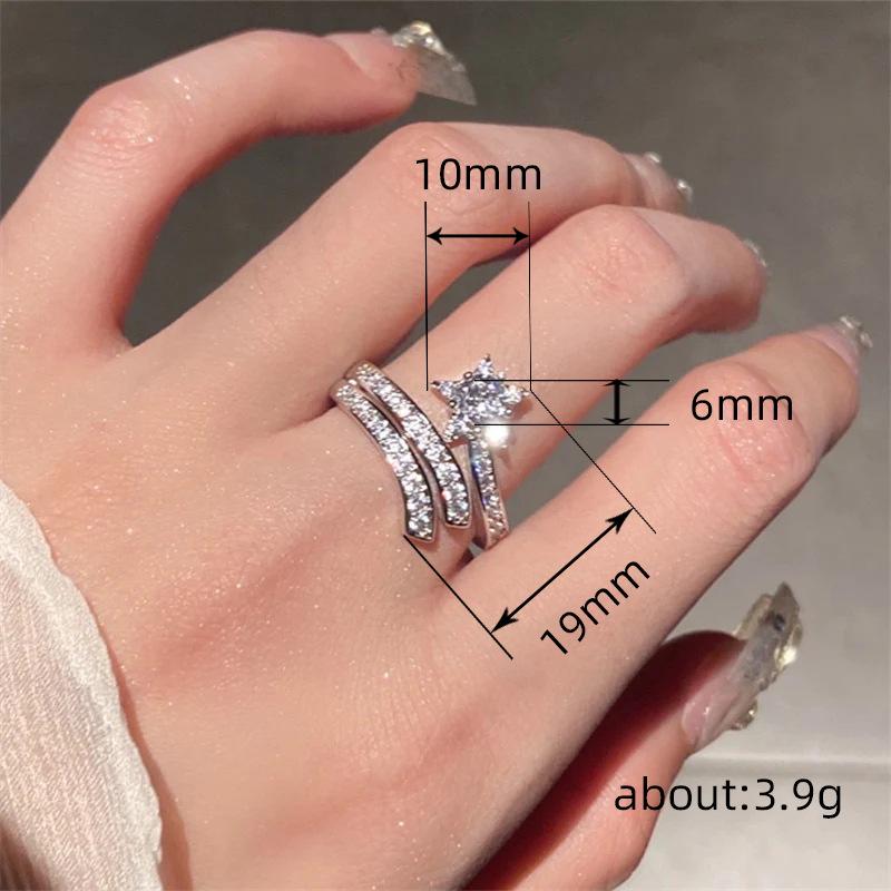 Huitan Super Fairy Star Cut Double Layer Sun, Moon & Stars Open Engagement Ring