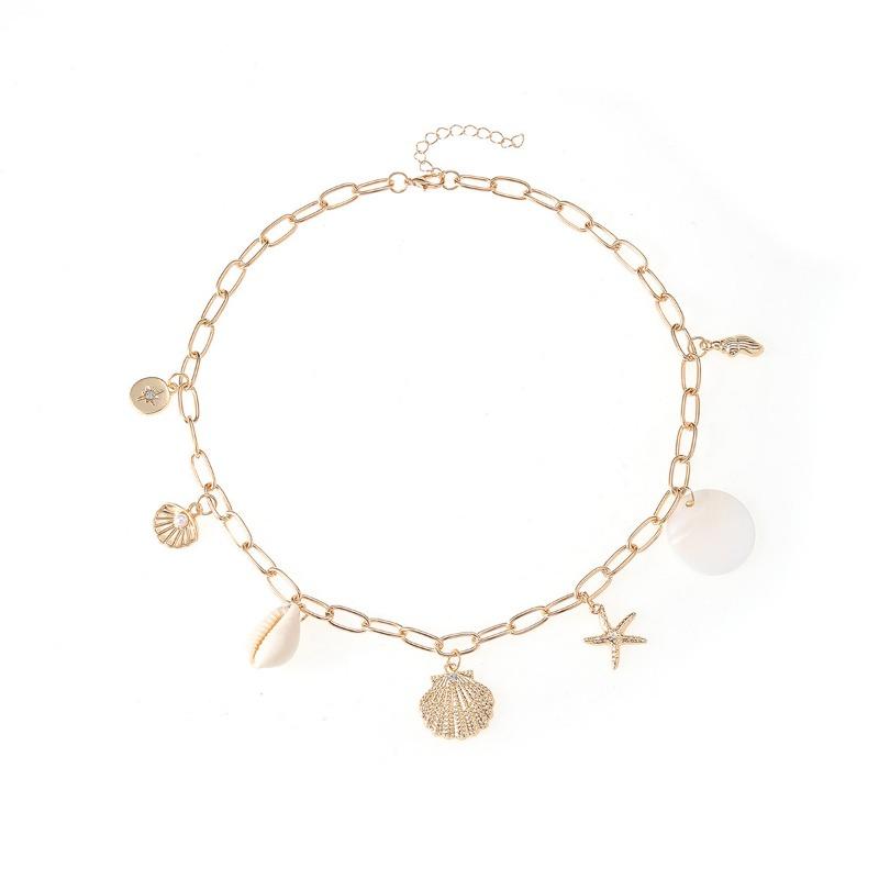 Bohemian Beach Resort Wind Starfish Shell Necklace Summer Fashion Casual Versatile Clavicle Chain
