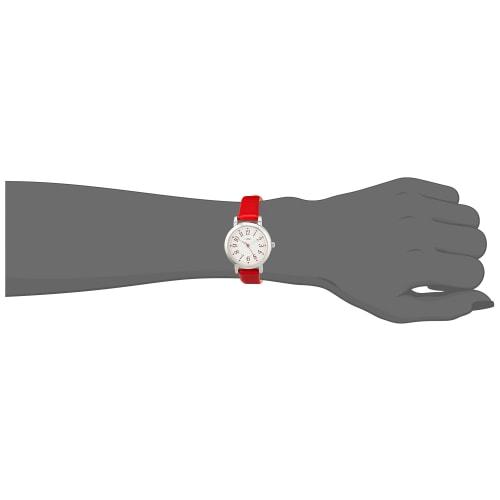 Fieldwork Lovely Analog Watch with Silver Leather Strap, GY044-4, Women's, Red