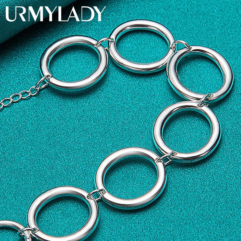 925 Sterling Silver Ring Chain Bracelet For Women Wedding Party Fashion Jewelry