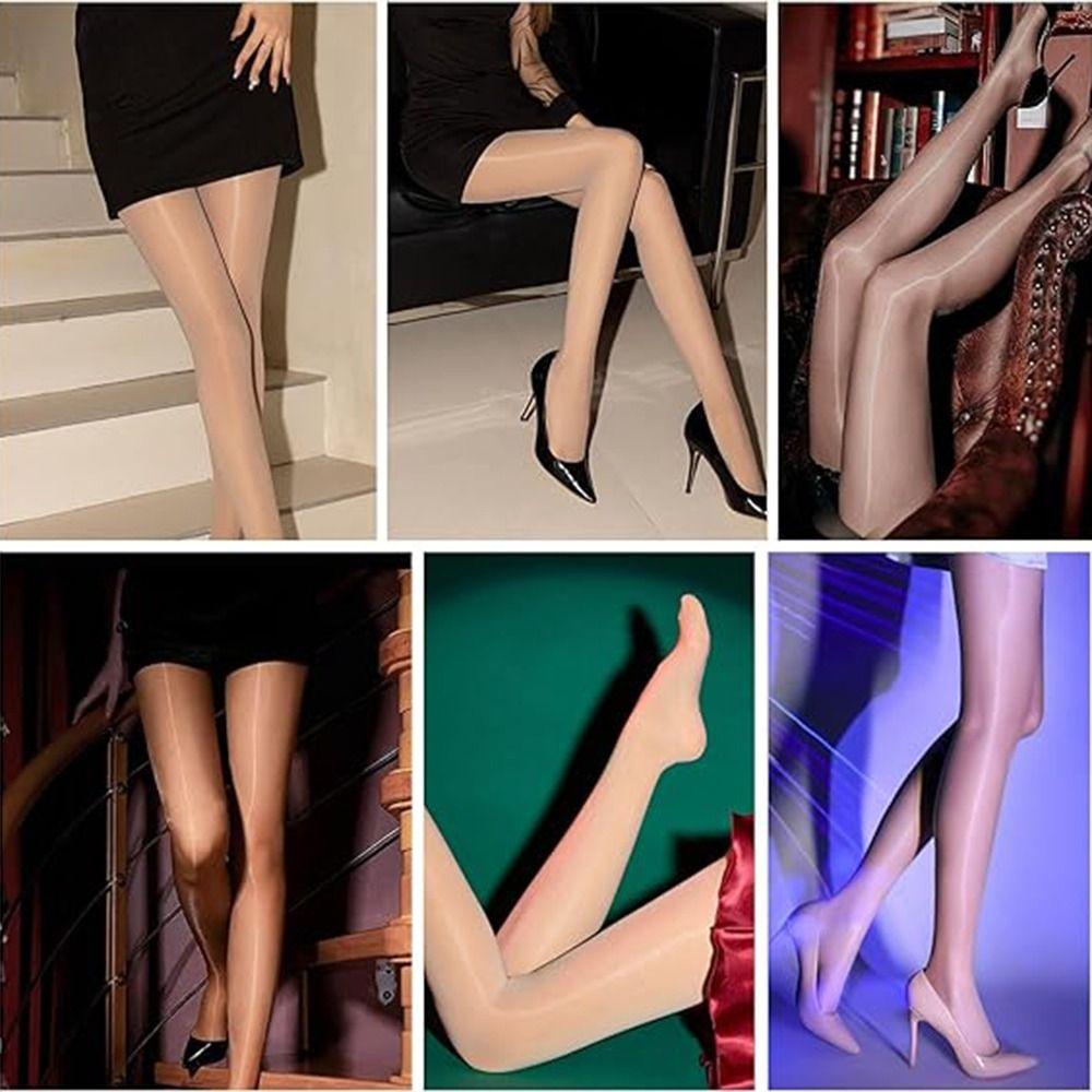 Oil Bright Shimmer Tights 360°Seamless Crotch Sheer Pantyhose Shaping  Silk Stockings  Girls