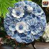 Blue White Art Deco Floral Metal Wall Art Luxury Tin Sign Living Room Decor