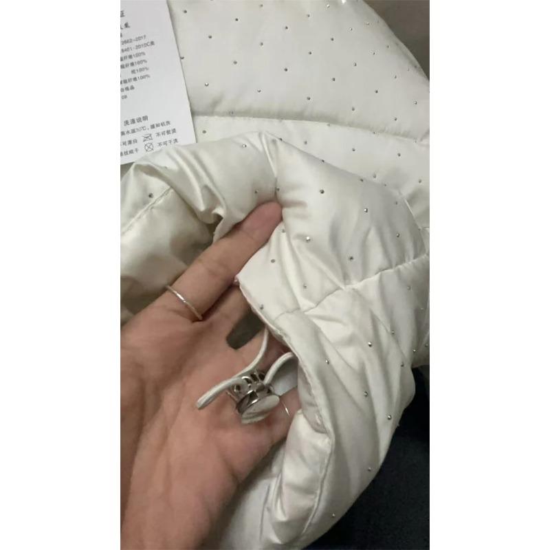 Parka de iarnă pentru femei Îmbrăcăminte exterioară Paltoane scurte Palton coreean cu strasuri Jachete groase de puf calde pentru doamne