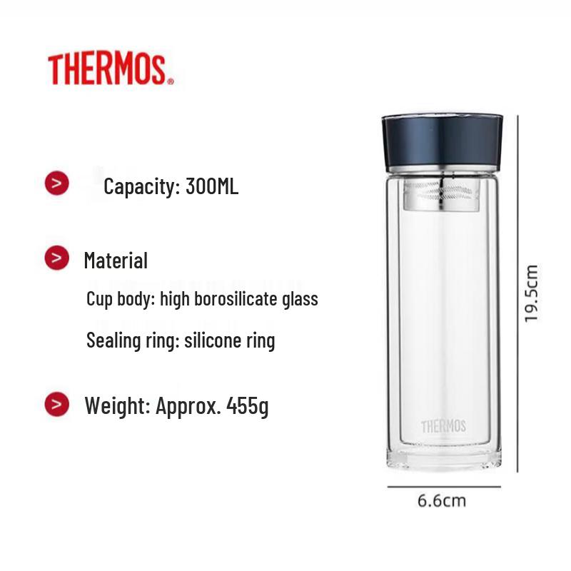 THERMOS Double Wall Borosilicate Glass Travel Mug