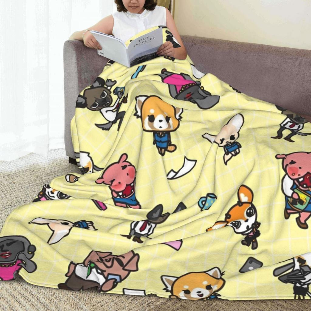 Aggretsuko Blanket Quality Soft Throw Blanket Autumn Travel Couch Chair Pattern Bedspread