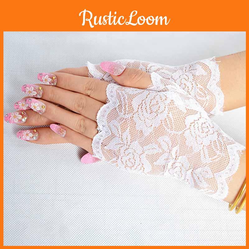 Premium Quality Womens Lace Fingerless Gloves For Evening Bridal Events