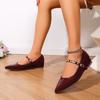 Women's French Style Mary Jane Shoes Female Soft Leather Ballet Shoes Women Flat Single Shoes Comfortable Slip-On Dressy Shoes