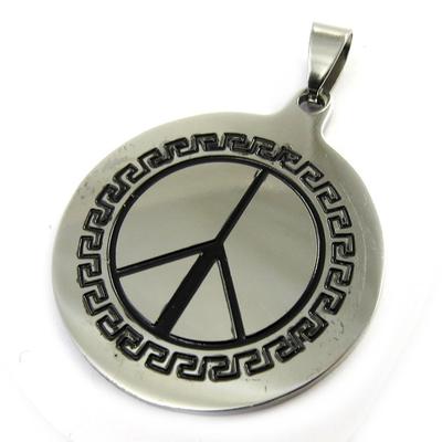 [M0746] - Silver 'Peace' Steel Pendant - 35 Mm
