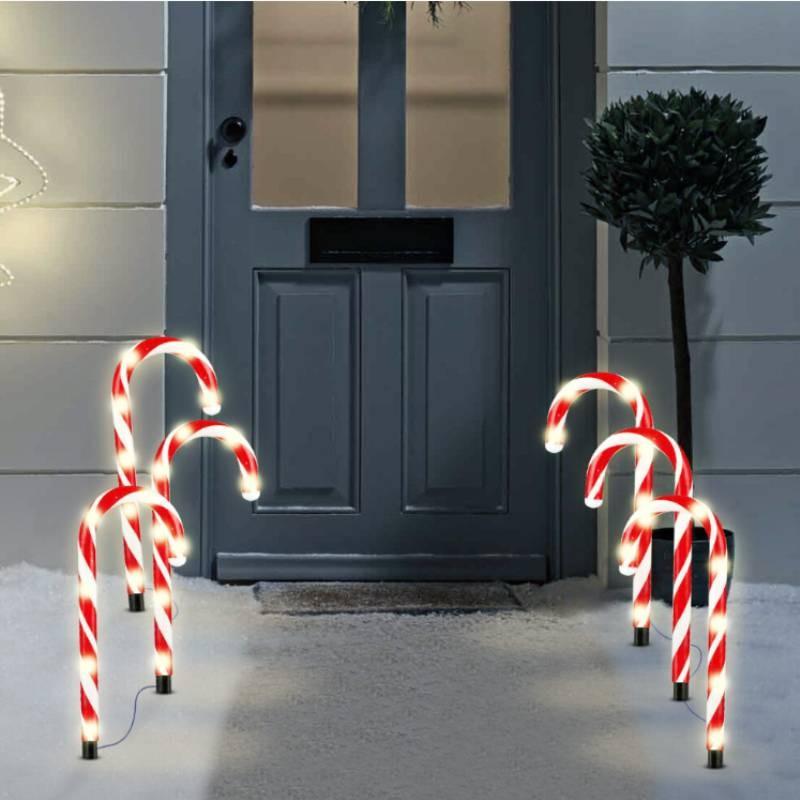 Christmas Solar Candy Cane Light String For Courtyard Garden Lawn Decoration