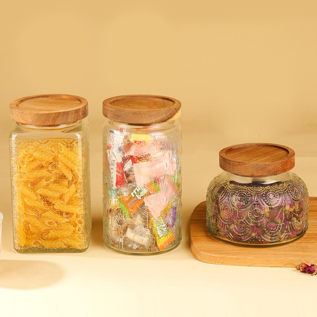 Practical Glass Storage Jar Durable Container with Clear Designs Perfect for Home Bakers and Organizing Enthusiasts