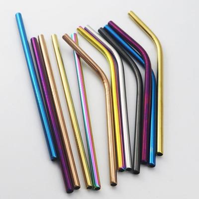 Bunter kleiner 6-mm-Bubble-Tea-Milchshake-Strohhalm, wiederverwendbarer Metallstrohhalm aus 304-Edelstahl-Trinkhalm-Set mit geraden Strohhalmrohren
