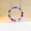 Bunte High-Carbon-Diamantkreis-Halskette für Damen - Trendiges, High-End-Design