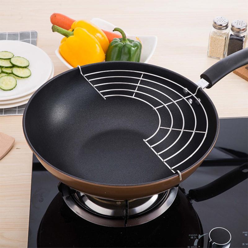 1PC Stainless Steel Semicircle Heat Insulation Steam Rack Drain Oil Filter Rack Kitchen Gadgets