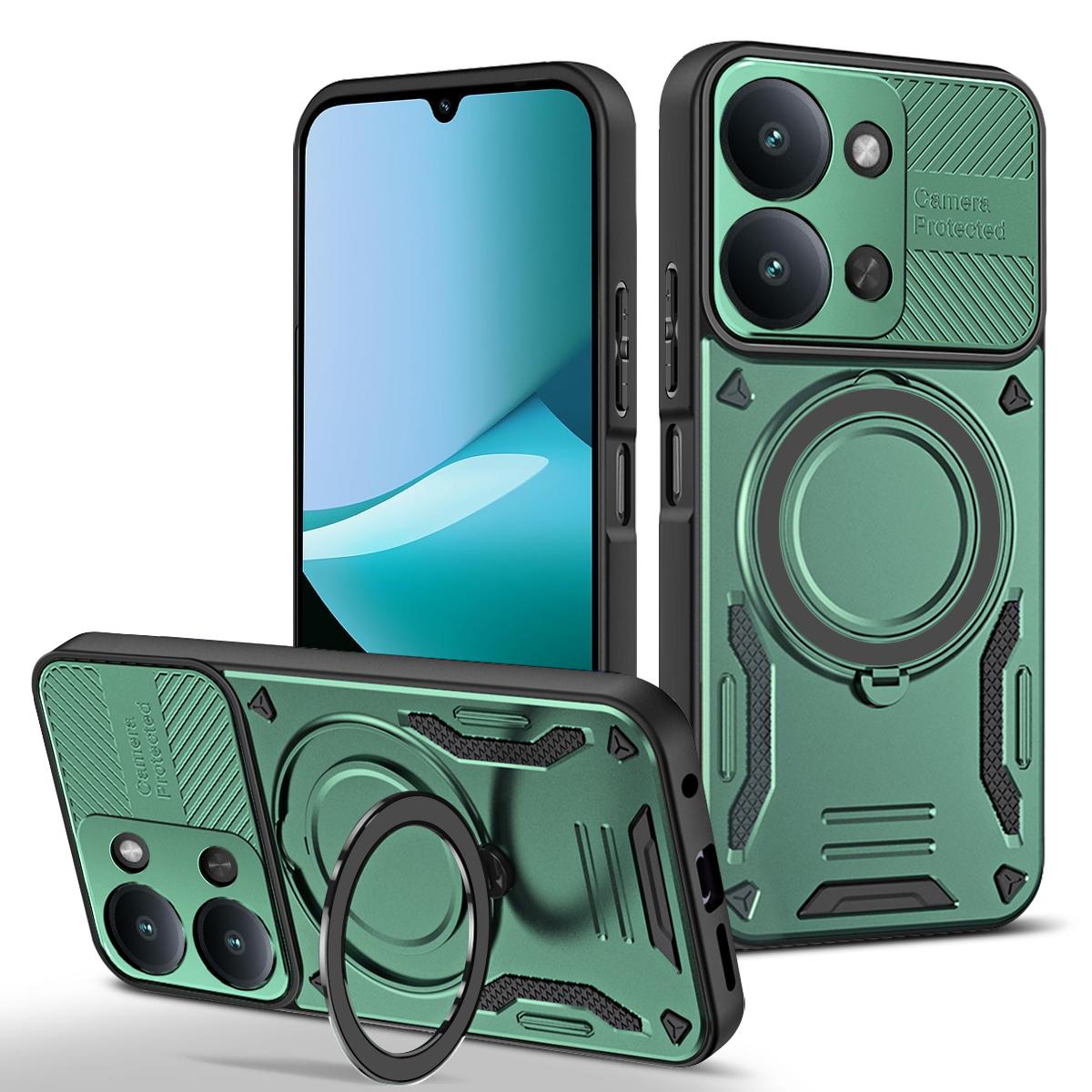 Запуск нового продукта Военный Защитник Прочный Чехол-Кронштейн для Xiaomi Redmi 15C Ударопрочный Бронированный Чехол с Кронштейном For redmi 15C зелёный