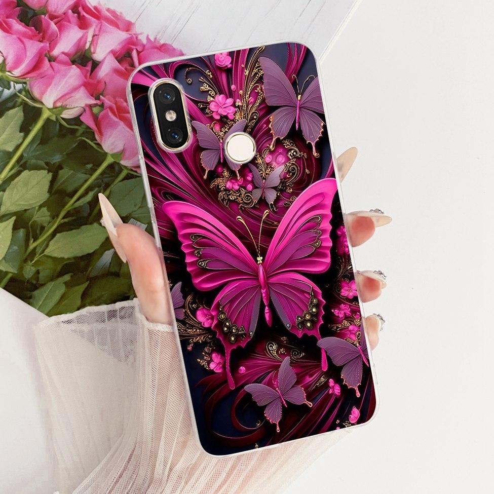 Transparent For Xiaomi Mi 8 Case Cover Luxury Fashion Butterfly Funny Cute Painted Casing M1803E1A
