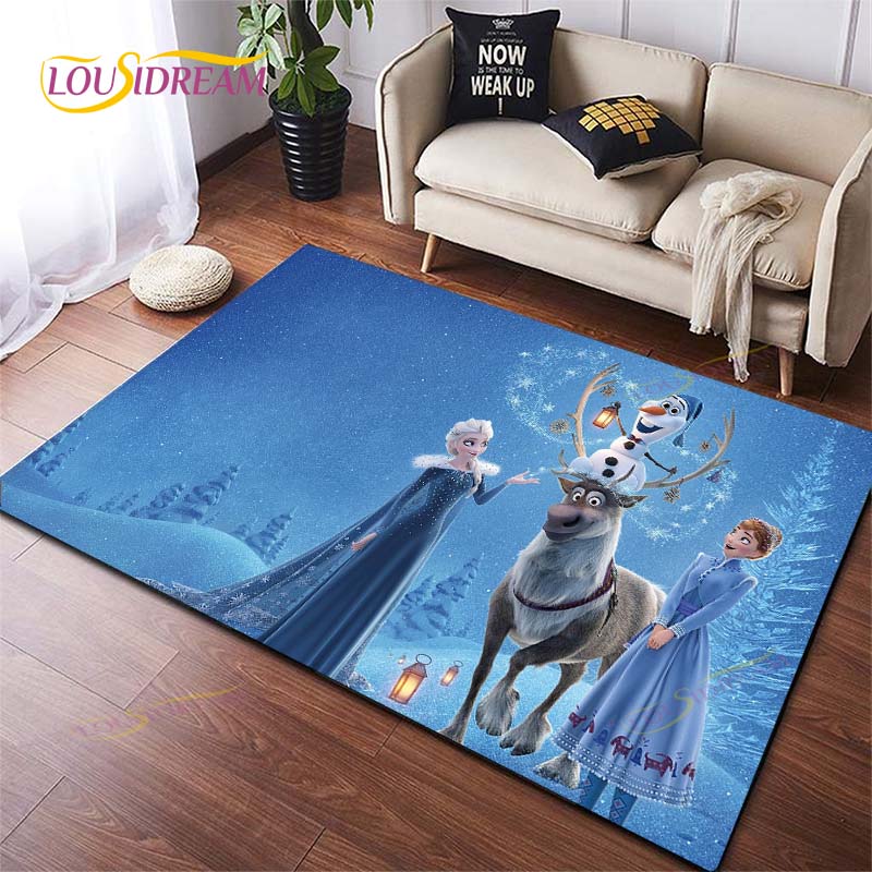 3D Printing Rug for Kitchen Doormat Bedroom Anime Frozen Carpets for Living Room Laundry Bathroom Non-slip Floor Mat