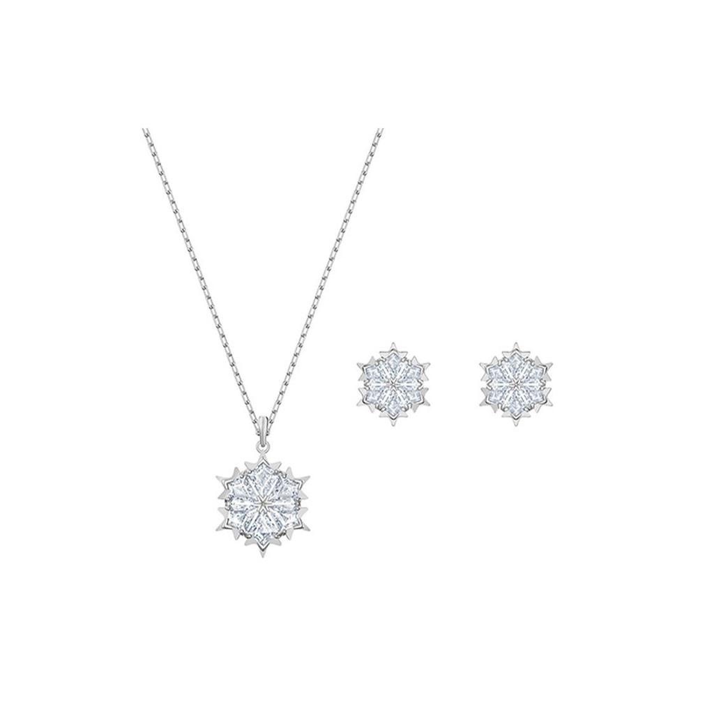 Swarovski Magischer Schneeflocken Elegantes Halsketten- und Ohrring-Set Damenschmuck 5506235