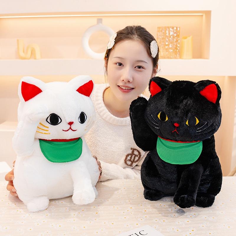 Soft Bib Lucky Cat Doll Plush Toy Kitten Doll Children Soothing Pillow Doll