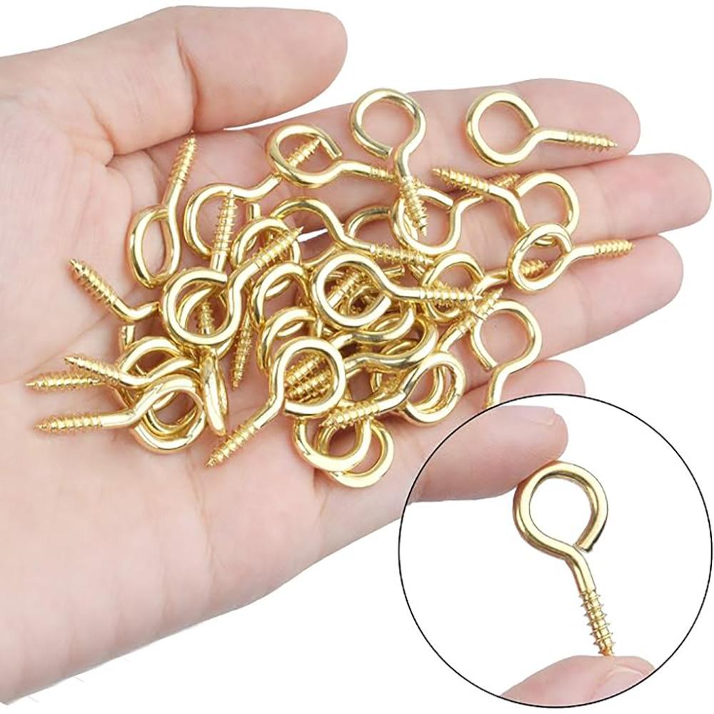10-50 Pezzi Occhielli a Vite Placcati Ottone 1# 2# 3# 4# 5# 6# 8# 10# Ganci a Vite per Appendere Artigianato Decorazione Fai da Te Creazione Gioielli