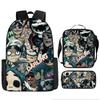Hot selling British virtual band Gorillaz student backpack cartoon children's backpack shoulder bag pencil case three piece set