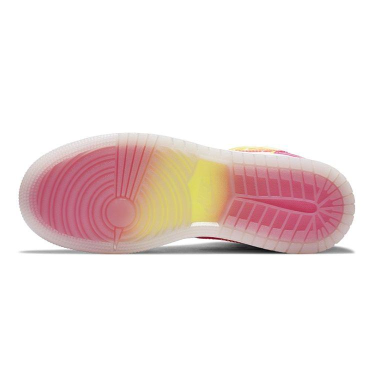 Air Jordan 1 Mid SE GS Edge Glow Kids Sneakers White Hyper-Crimson Pink-Blast CV4611-100