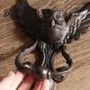 Vintage Door Knocker Cast Iron Owl Knocker, Wrought Hollow Carved Wall Decor, Art Thickened Rustproof Cabinet Pull Handle, Pre-Drilled Holes for Gate