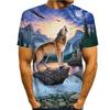 Herren Wolf Grafikdrucke Hemd T-Shirt Tee Kurzarm T-Shirt 3D Druck Rundhals Hemd Designer Freizeit Groß und Groß Täglich Urlaub Blau